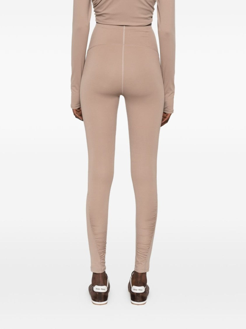 Adidas By Stella Mccartney High-Waisted Light Brown Leggings With Tonal Topstitching