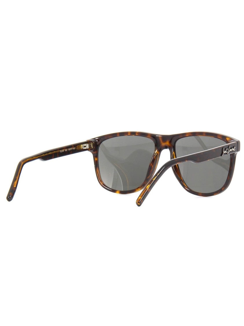 Saint Laurent Rectangular Tortoiseshell Acetate Sunglasses With Dark Grey Lenses