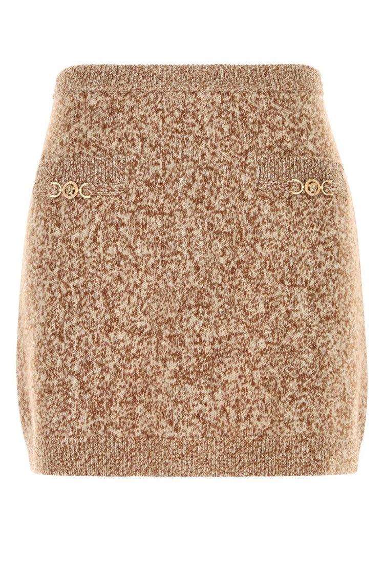 Versace Two-Tone Virgin Wool Blend Mini Skirt