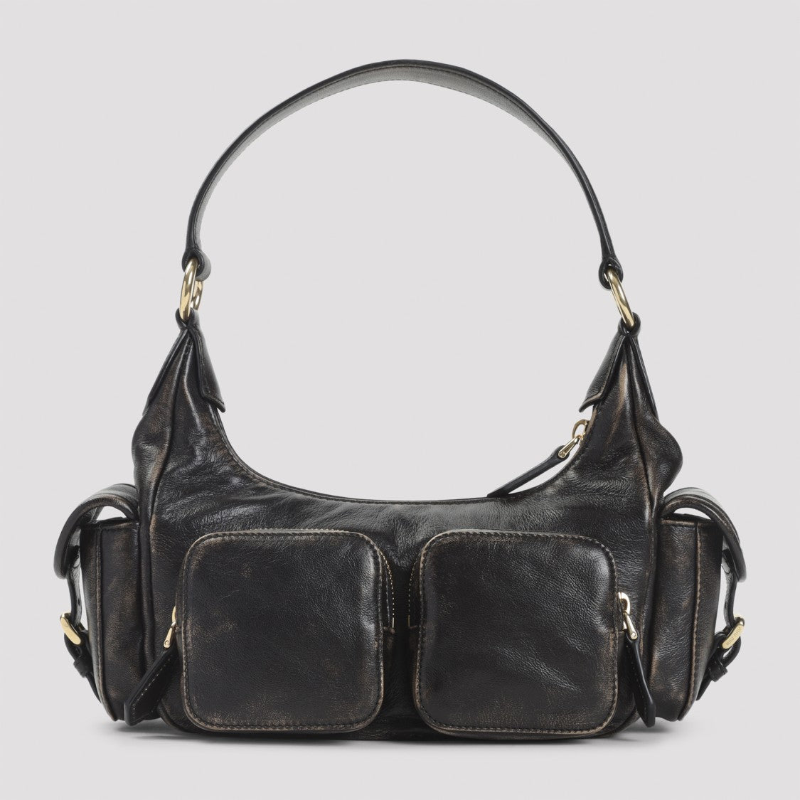 Miu Miu Coffee Brown Lamb Leather Shoulder Bag