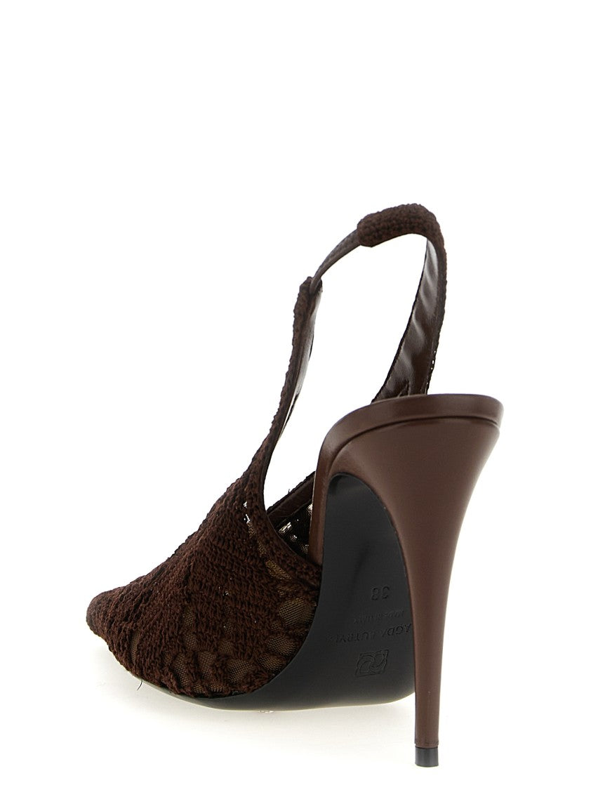 Magda Butrym Crochet Tulle Slingback Shoes With Pointed Toe And Stiletto Heel