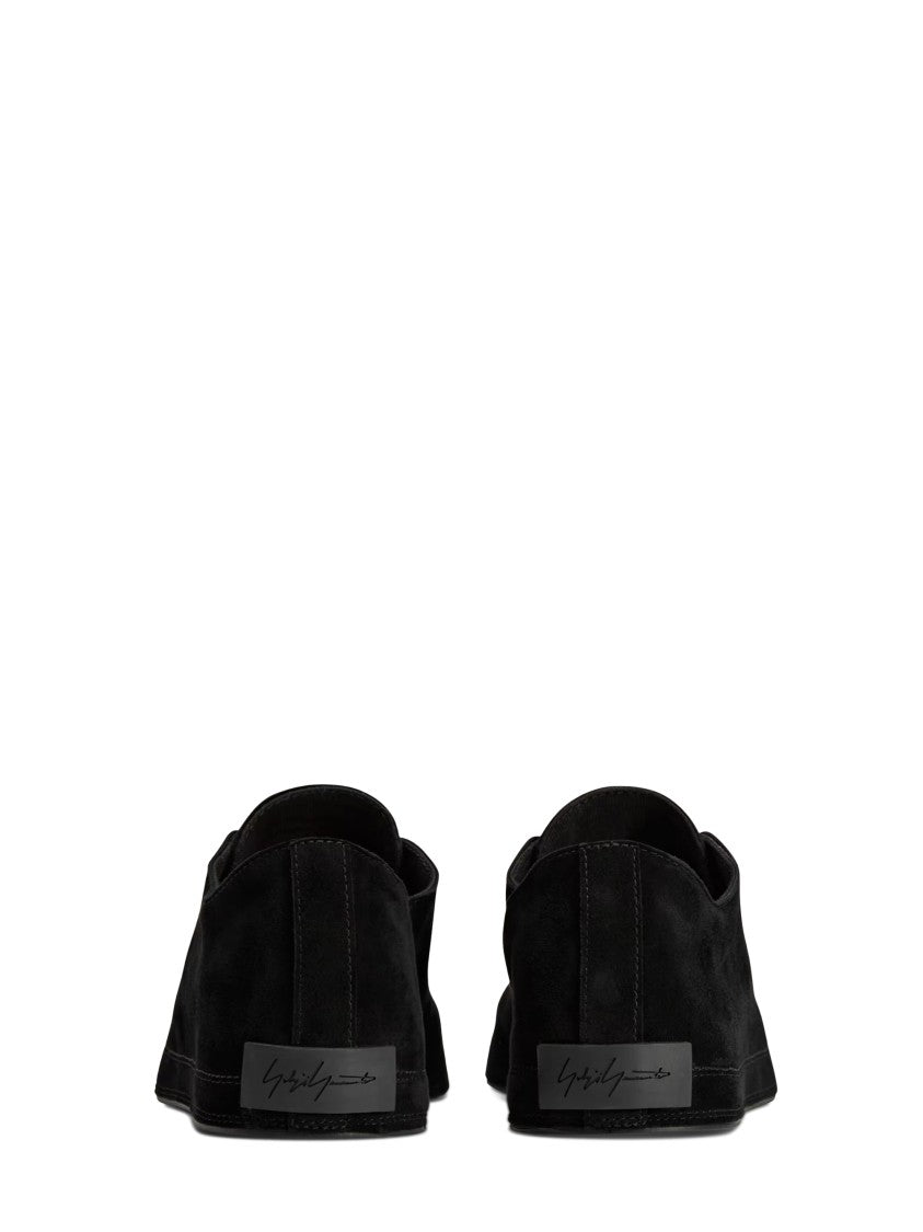 Y-3 Smooth Black Leather Sneakers With Suede Finish