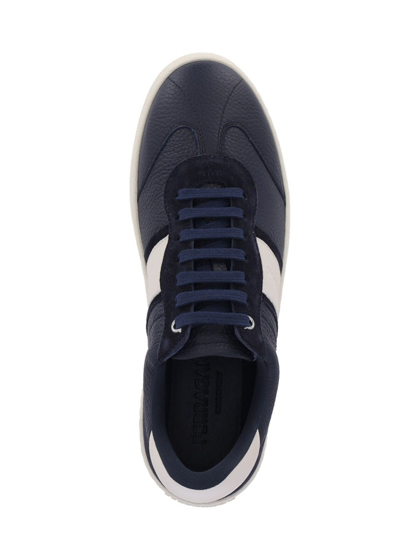 Ferragamo Low-Top Blue Calfskin Sneakers