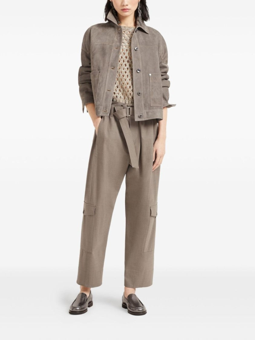 Brunello Cucinelli Open-Knit Cropped Sweater With Boxy Silhouette