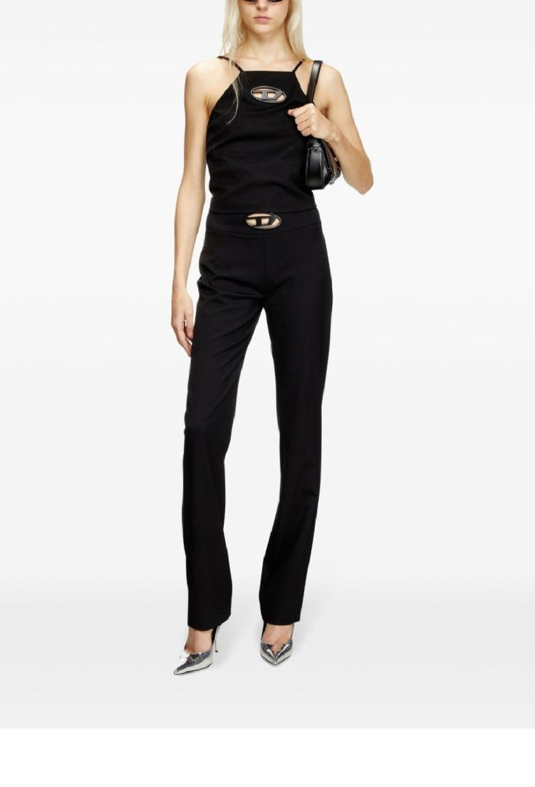 Diesel High-Waisted Wide-Leg Trousers With Signature Logo Detail
