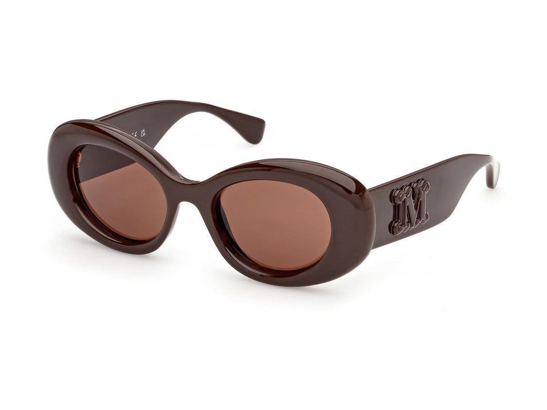 Max Mara Mm0208 Glossy Emblem Oversized Round Sunglasses