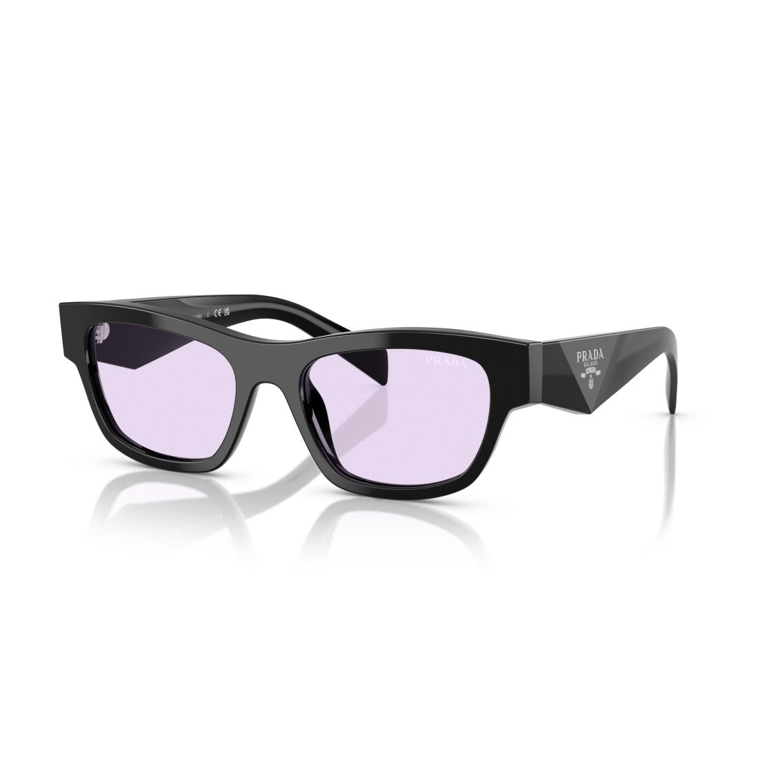 Prada 0Pr B09s Rectangular Black Acetate Sunglasses