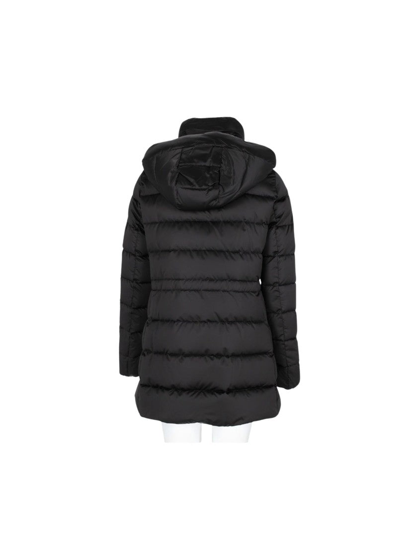 Moorer Delia Se3 Black Quilted Hooded Puffer Coat
