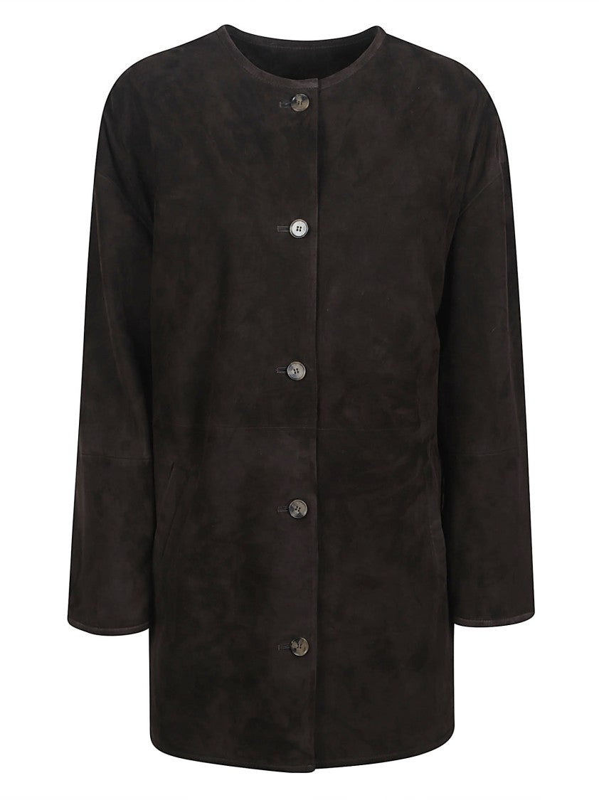 Loulou De Saison Waren Oval Shaped Suede Coat