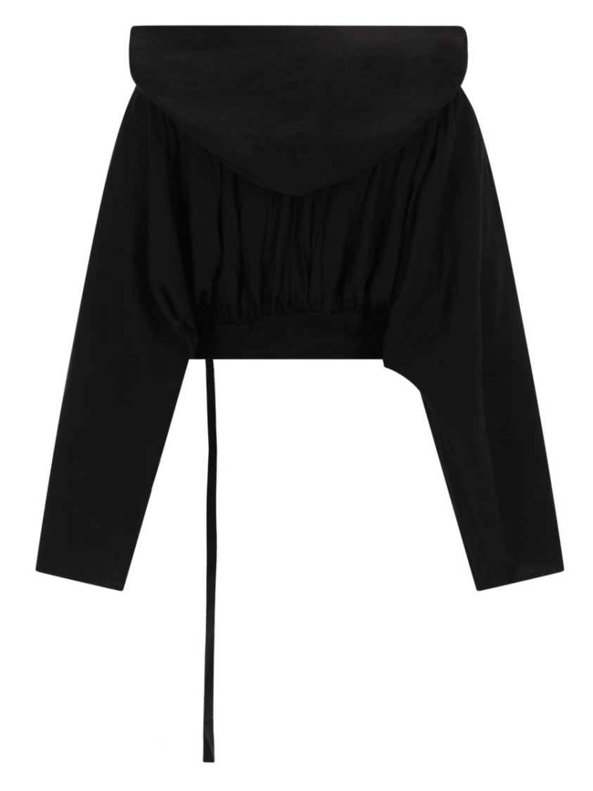 Drkshdw By Rick Owens Cropped Cotton Boxy Hooded T-Shirt