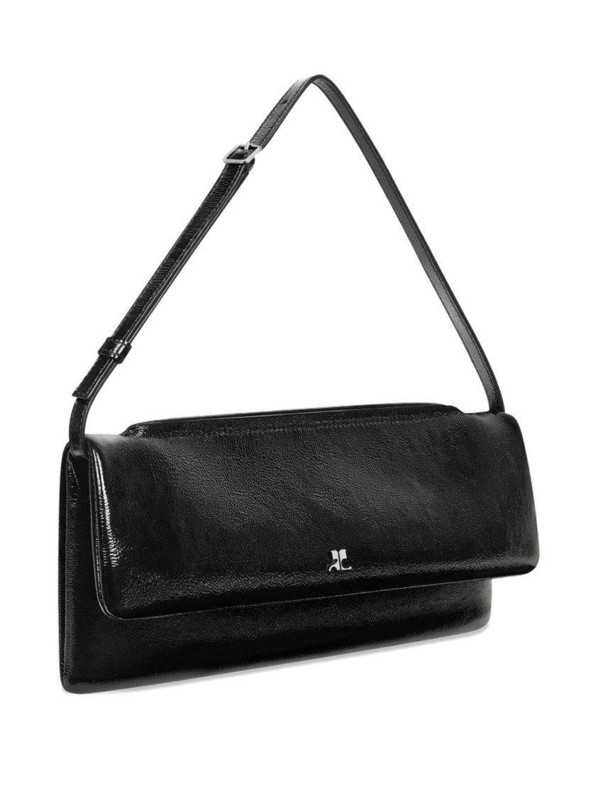 Courrèges Elongated Rectangular Shoulder Bag In Glossy Leather