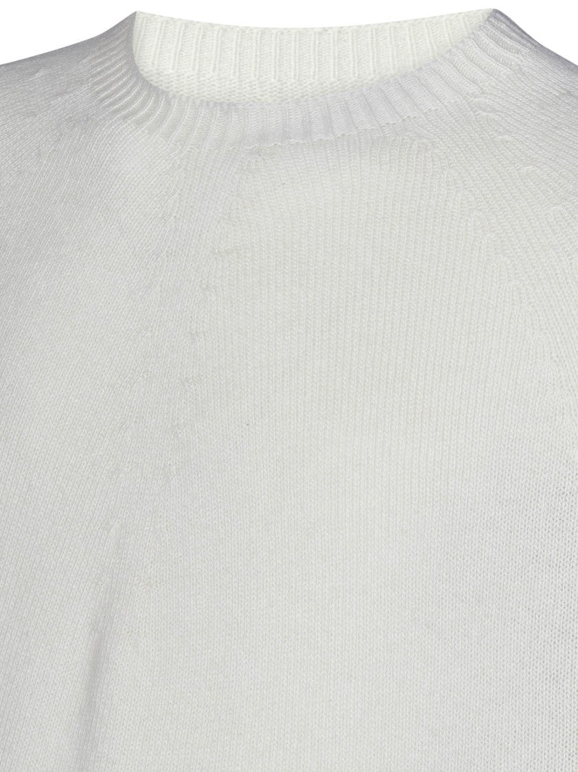 Jil Sander White Knit Crewneck Sweater