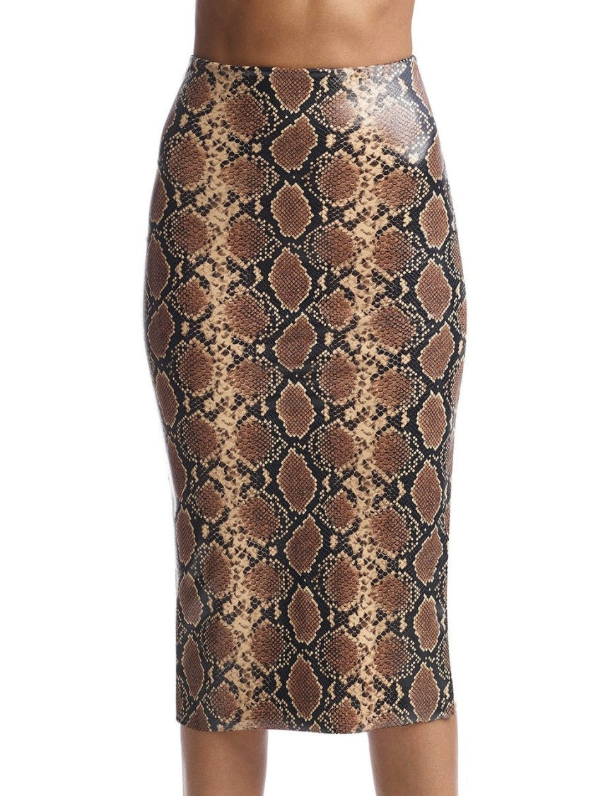 Commando Max Faux Leather Animal Midi Skirt - Sk16