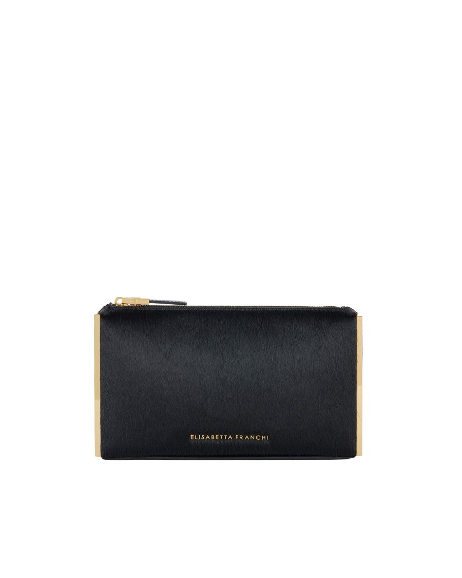 Elisabetta Franchi Pony Hair Gold-Accented Clutch