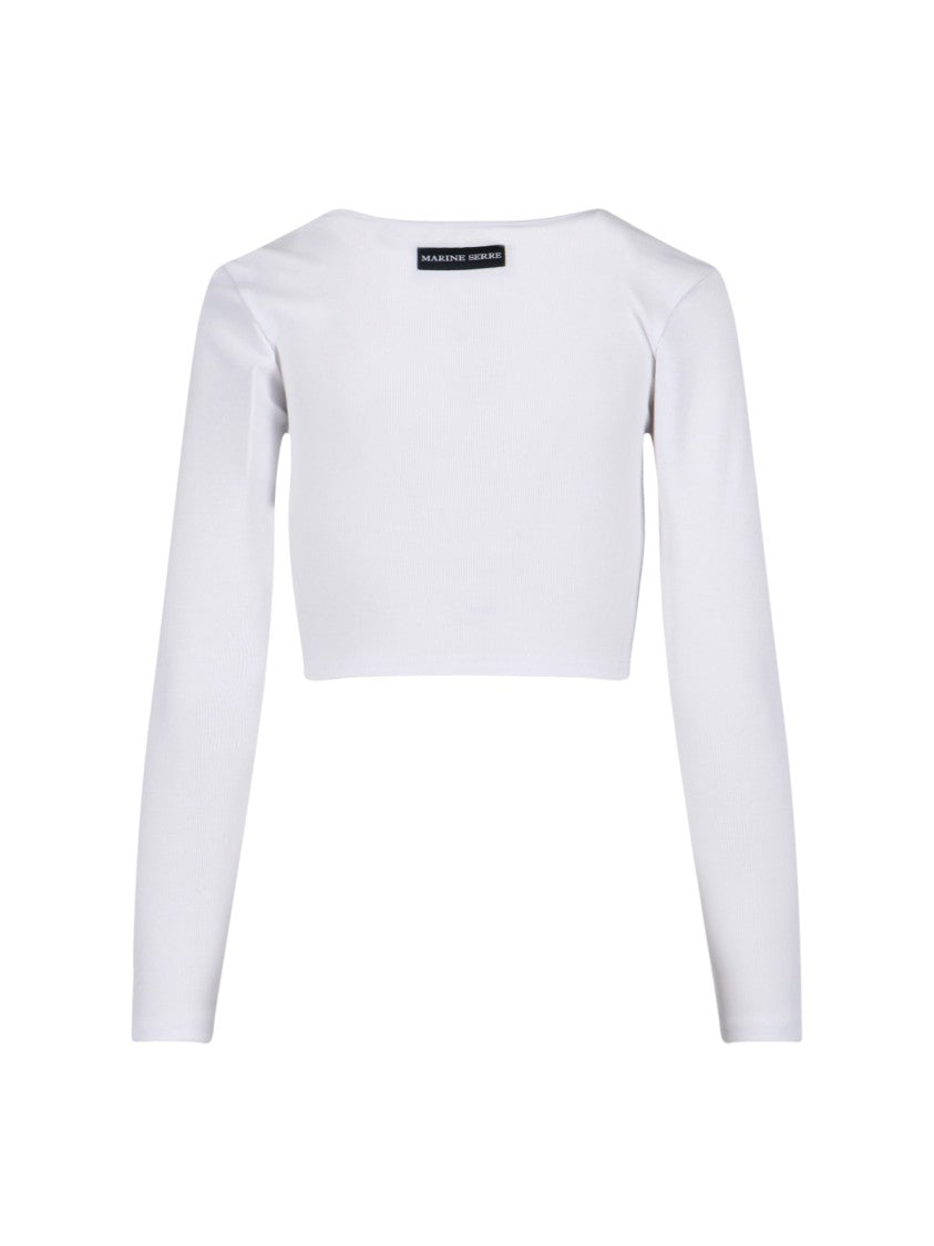 Marine Serre Moon Crop Top – White