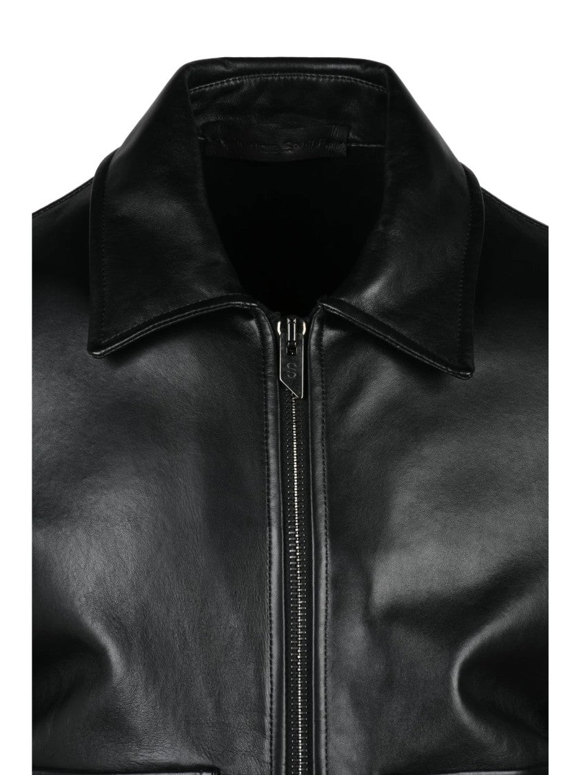 Salvatore Santoro Black Zip-Up Leather Jacket