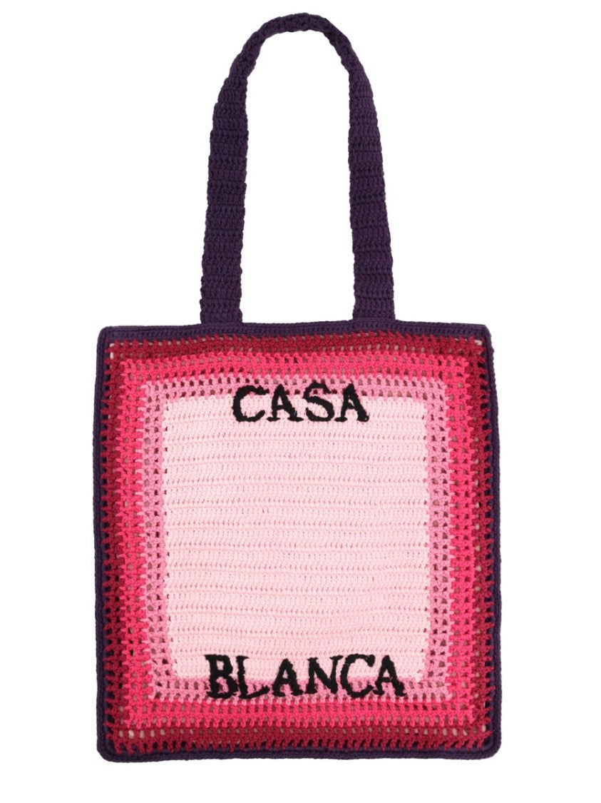 Casablanca Casablanca Crochet Gradient Pink Tote Bag