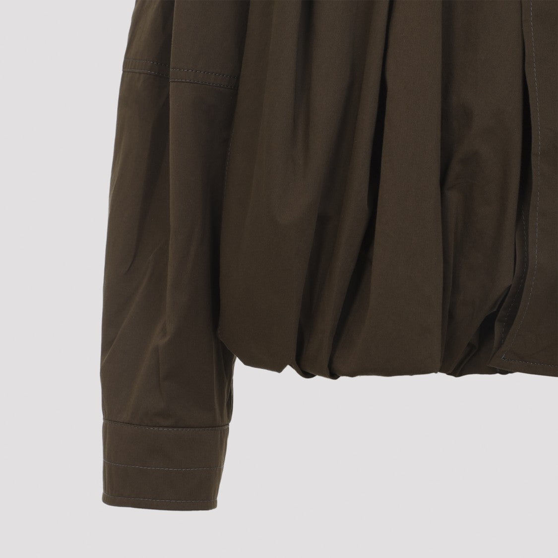 Lemaire Bronze Brown Cotton Soft Pleated Blouson