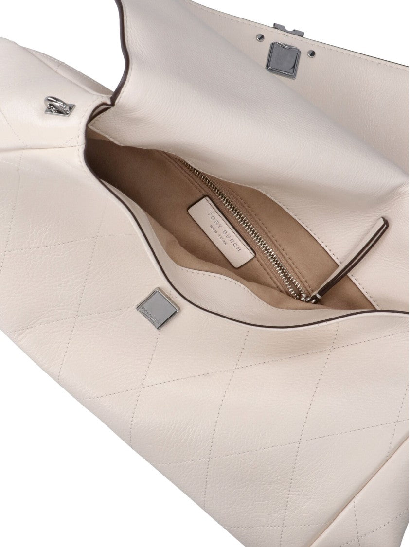 Tory Burch Cream Charlie Quilted Leather Shoulder Bag