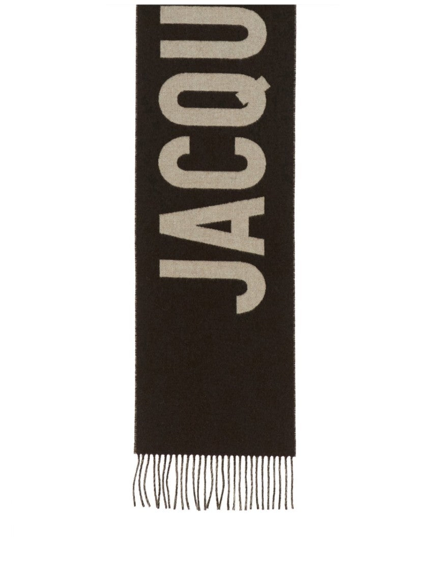 Jacquemus Long Rectangular Wool Scarf With Bold Logo