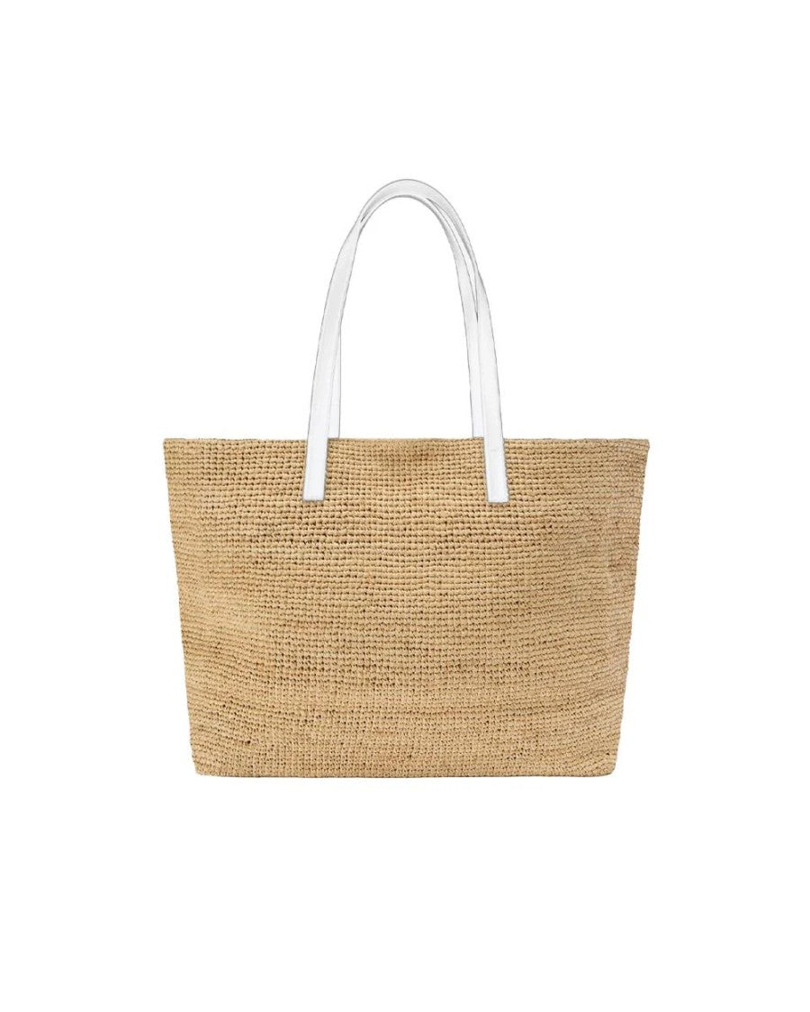Mc2 Saint Barth Woven Tote Bag With Prominent Script Logo