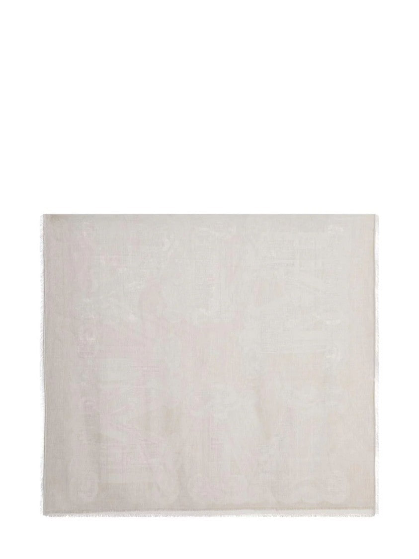 Max Mara White Subtle Woven Logo Scarf