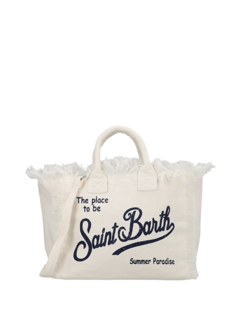 Mc2 Saint Barth Off-White Frayed Edges Handbag