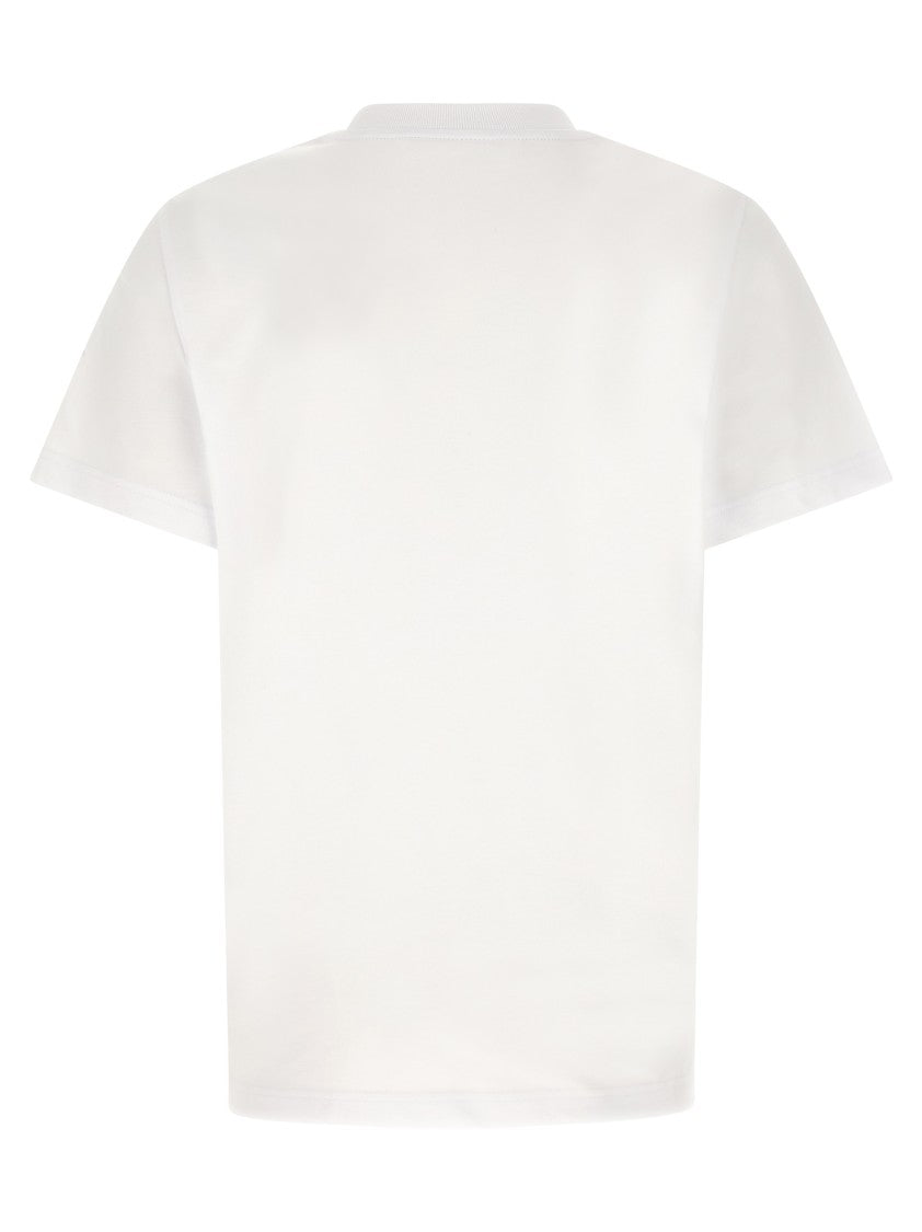 Moncler White Crewneck T-Shirt With Splash Effect Logo Embroidery