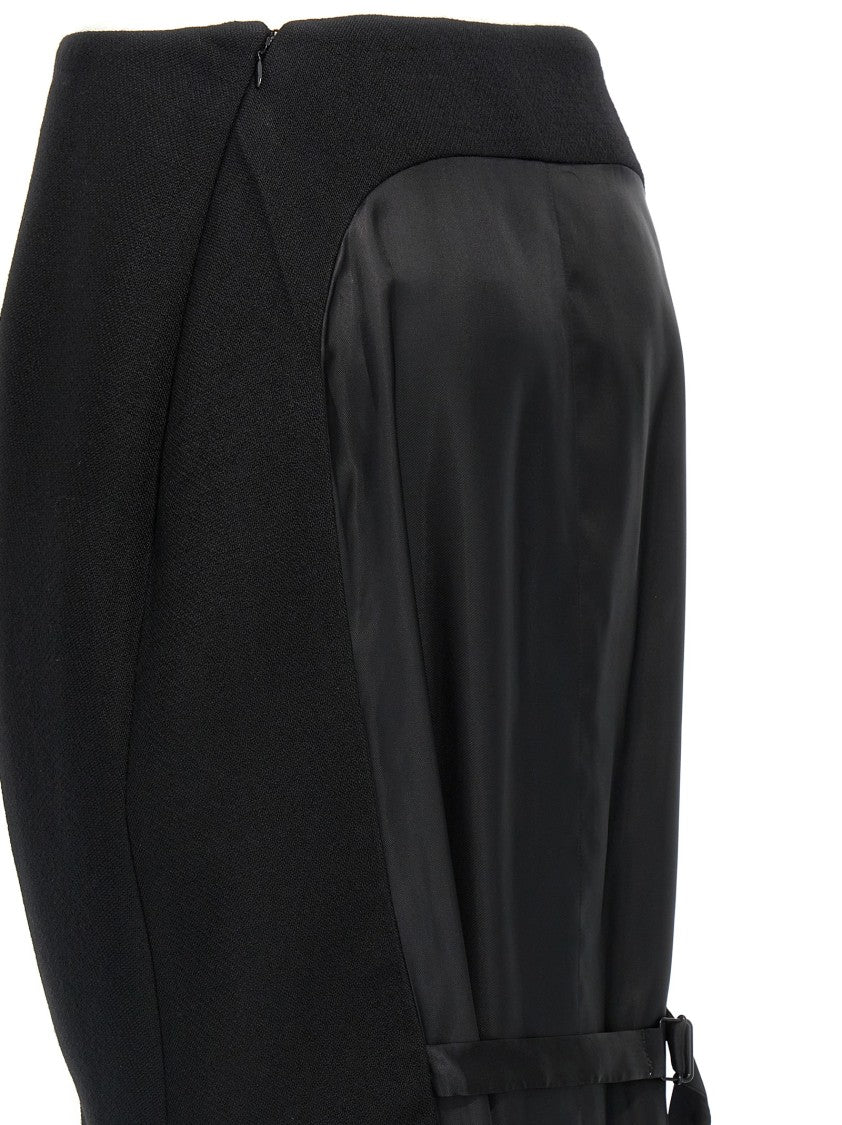 Prada 'Stuoia Old' Wool And Satin Skirt