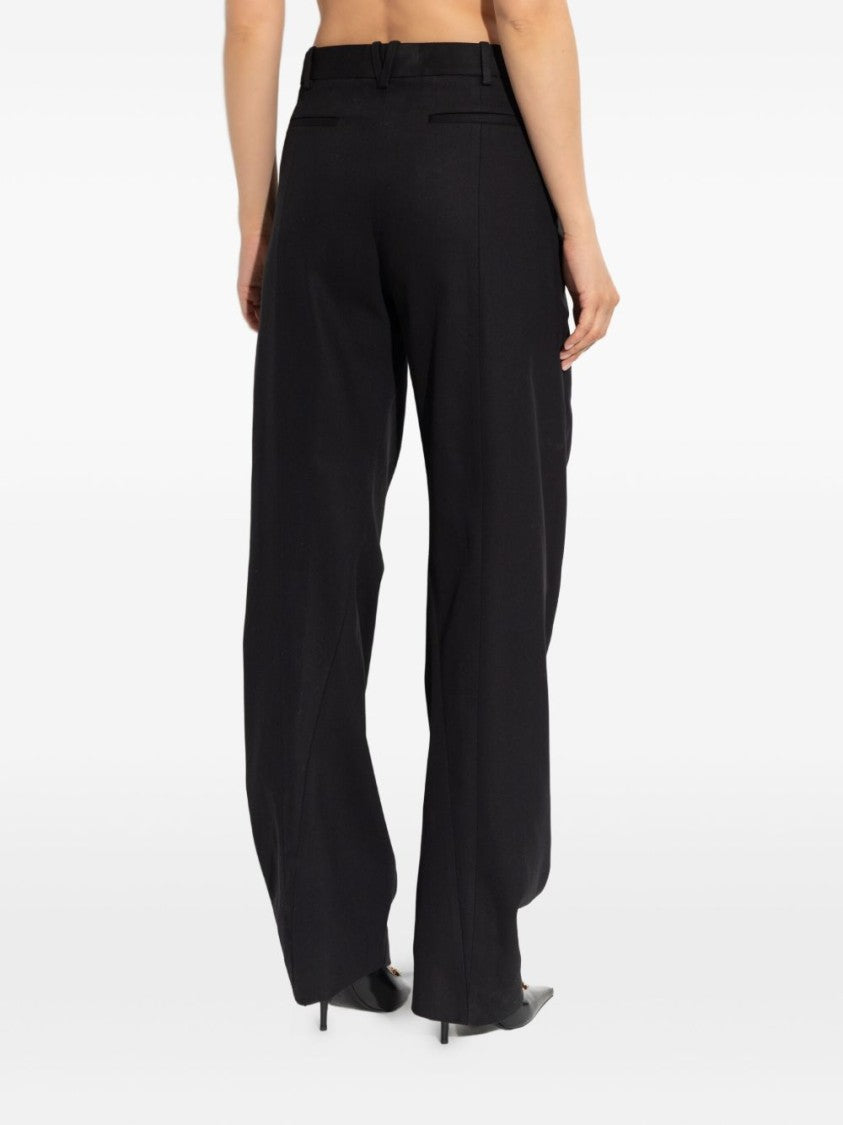 Versace Black Silk And Nylon Pleated Trousers