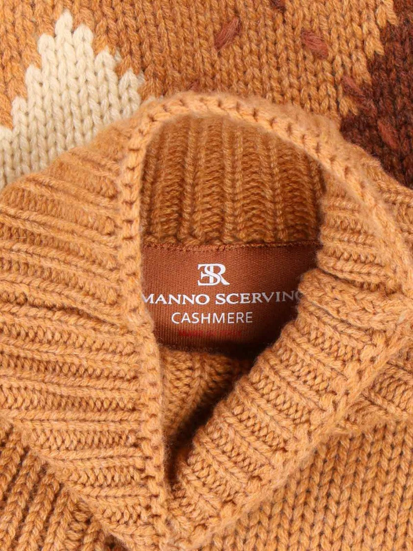 Ermanno Scervino Turtleneck Check Sweater – Brown