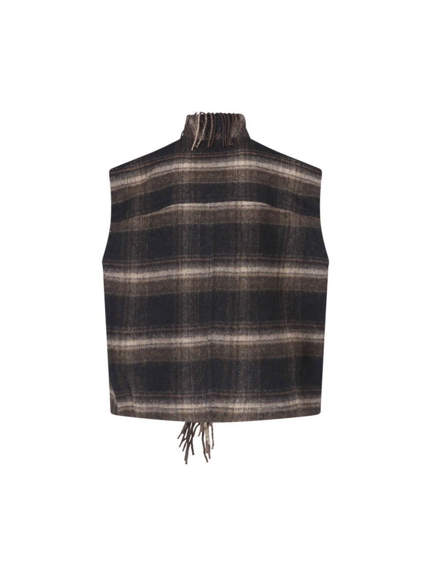 Isabel Marant Étoile Fringe Detail Wool Blend Gilet With Buckle Closure