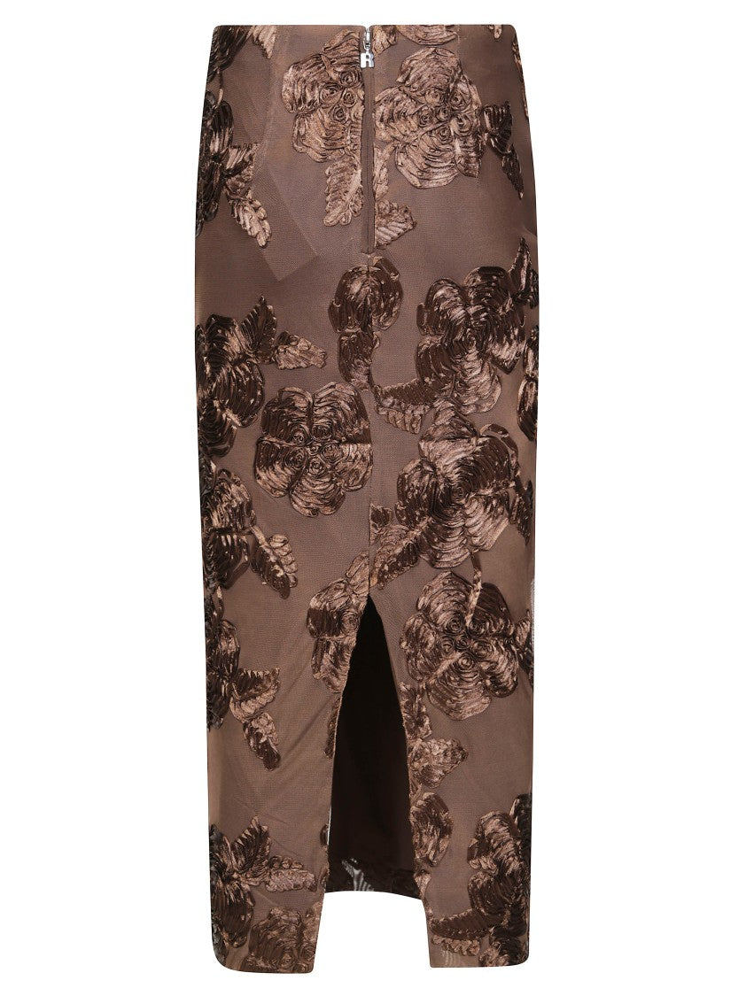 Rotate Flower Mesh Pencil Skirt