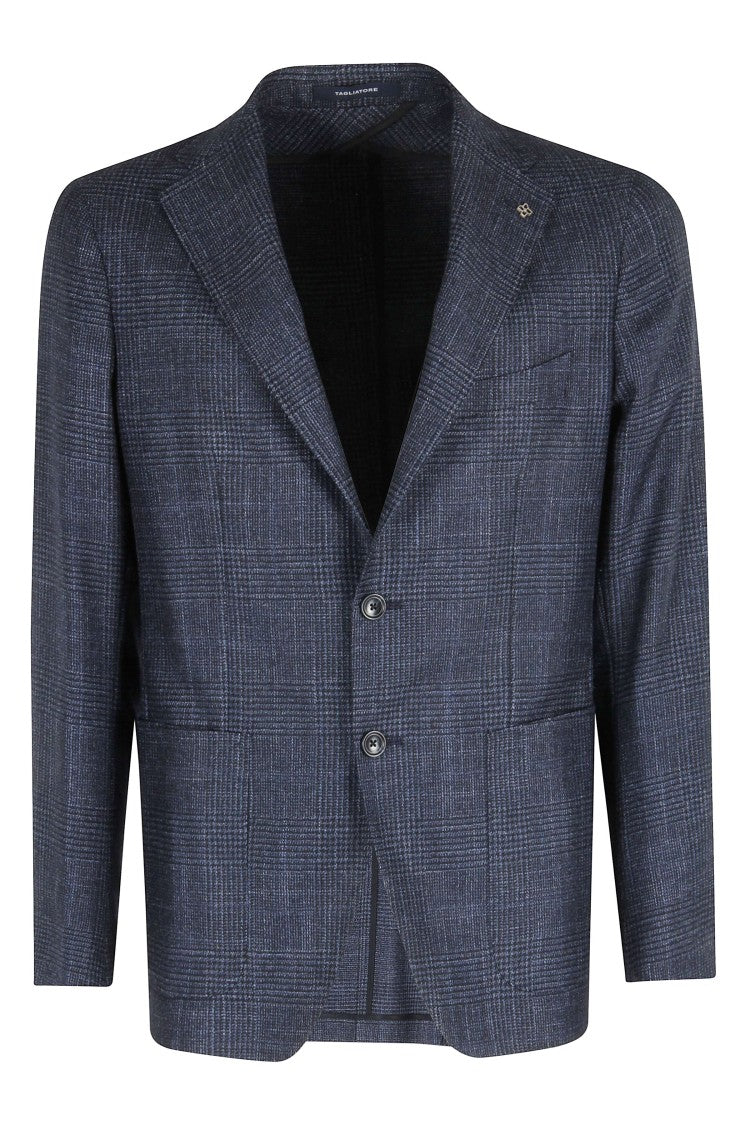 Tagliatore Spear Lapel Single-Breasted Tailored Blazer In Wool-Silk Blend