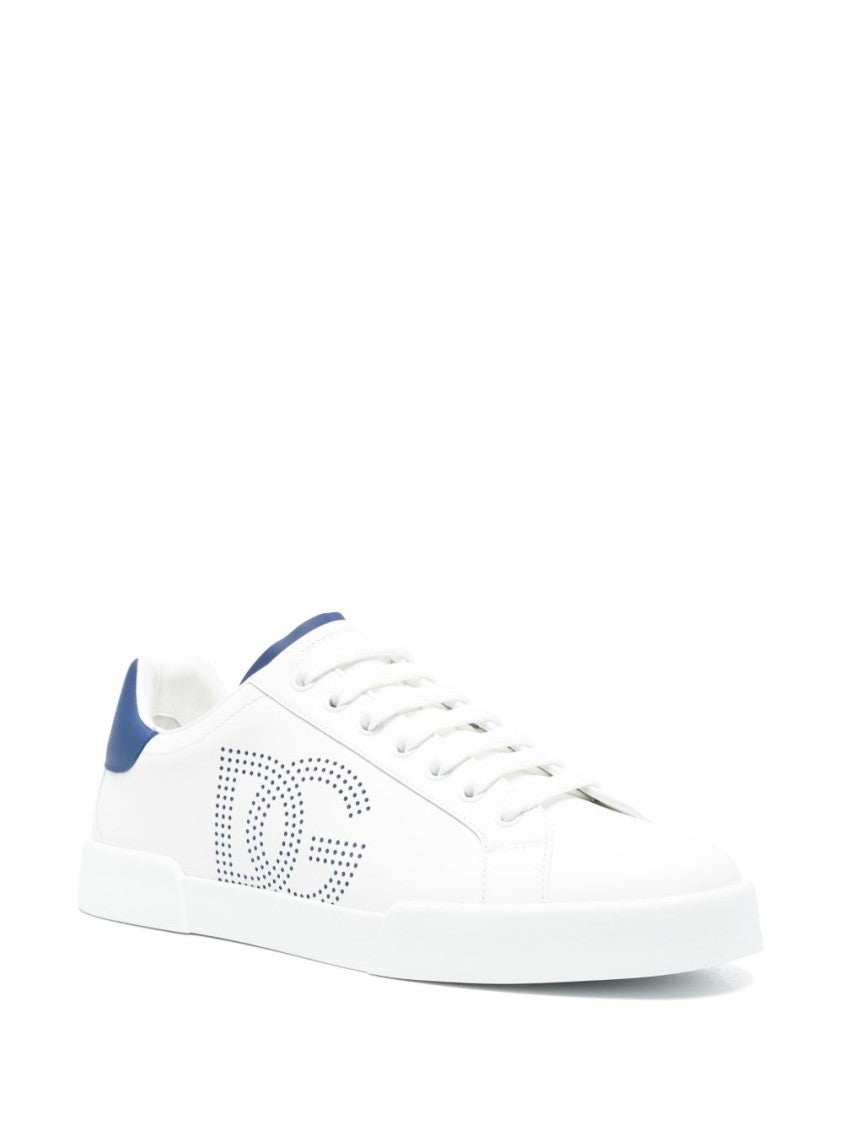 Dolce & Gabbana Contemporary White Sneakers With Blue Heel Tab