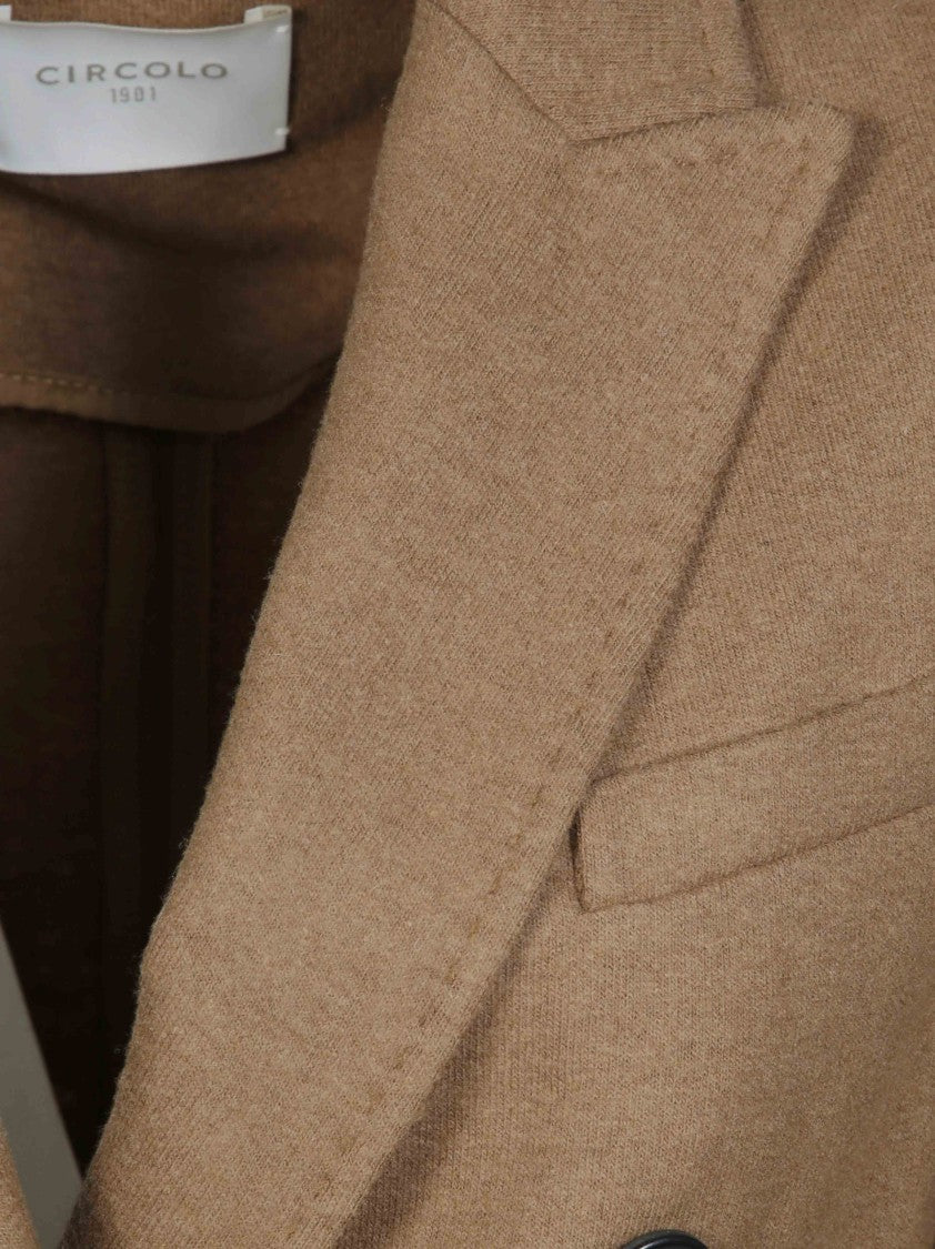 Circolo Tailored Notch Lapel Double-Breasted Wool-Blend Blazer
