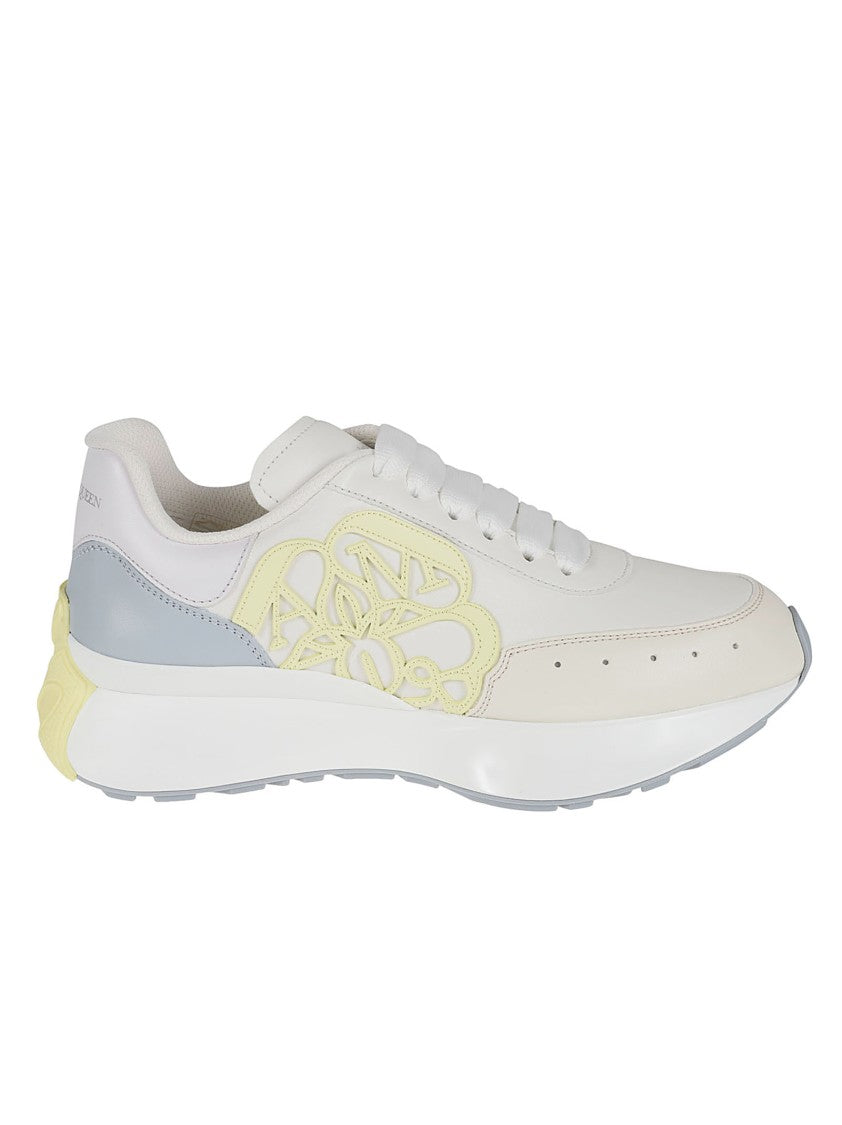 Alexander Mcqueen Calf Leather Sneakers With Floral Accents