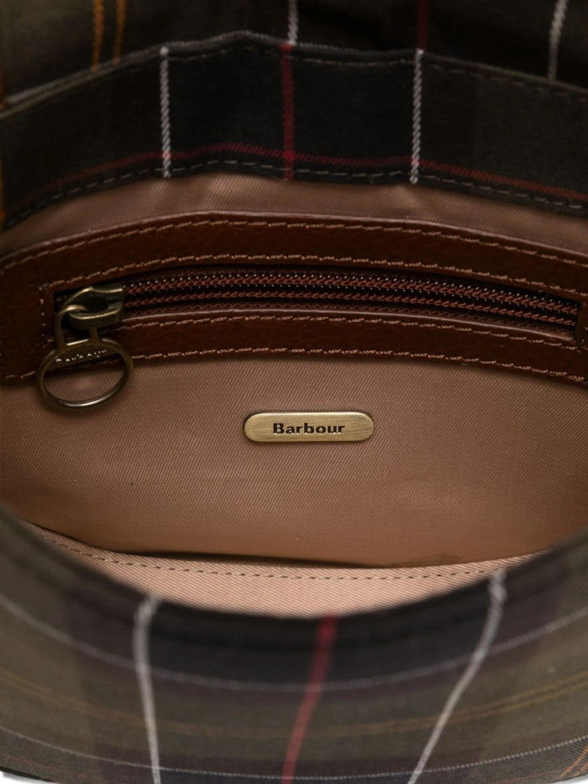 Barbour Tartan-Pattern Buckled Satchel Bag With Gold-Tone Hardware