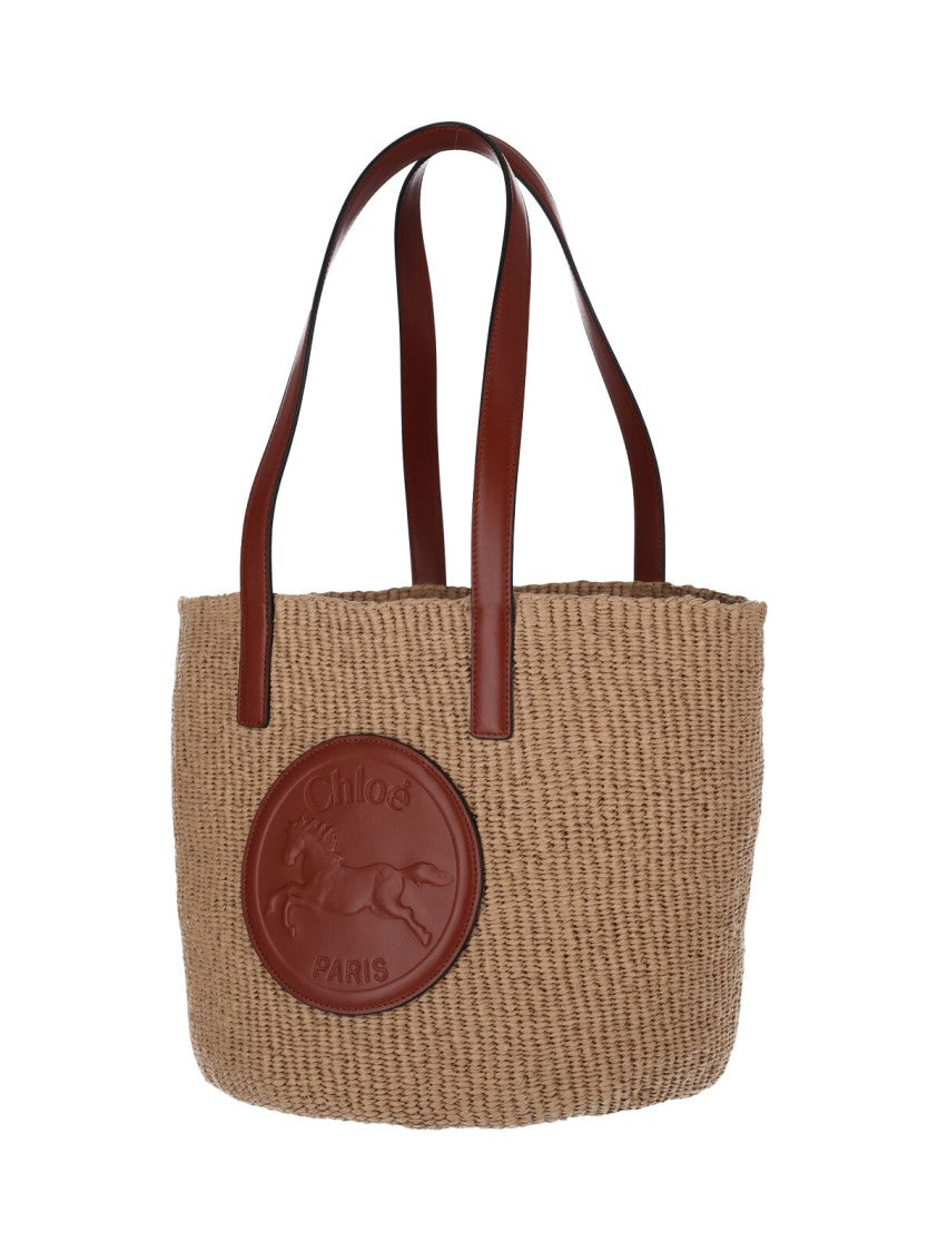 Chloé Medium Raffia Tote With Leather Handles