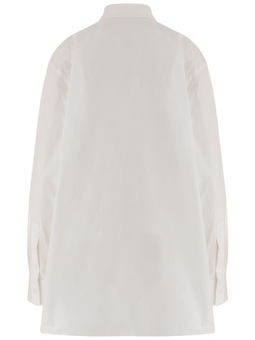 Niccolò Pasqualetti Cotton Shirt With Bow-Tie Collar And Asymmetrical Hem