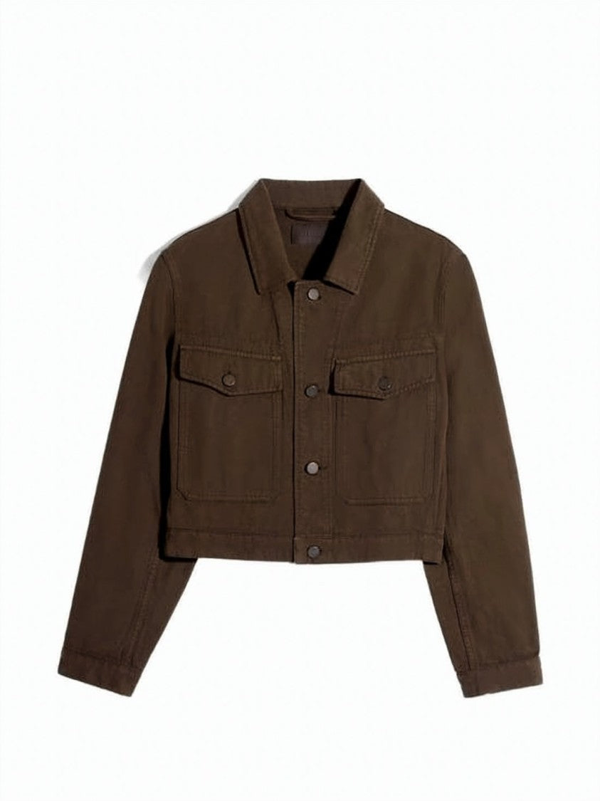 Lemaire Cropped Boxy Jacket In Heavy Broken Twill Cotton