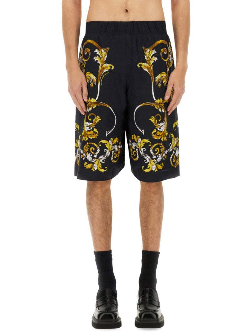 Versace Jeans Couture Shorts With Baroque Outline Print