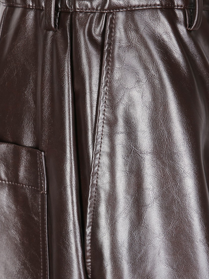 Mm6 By Maison Margiela Wide-Fit Leather-Like Pants With Drawstring Waist
