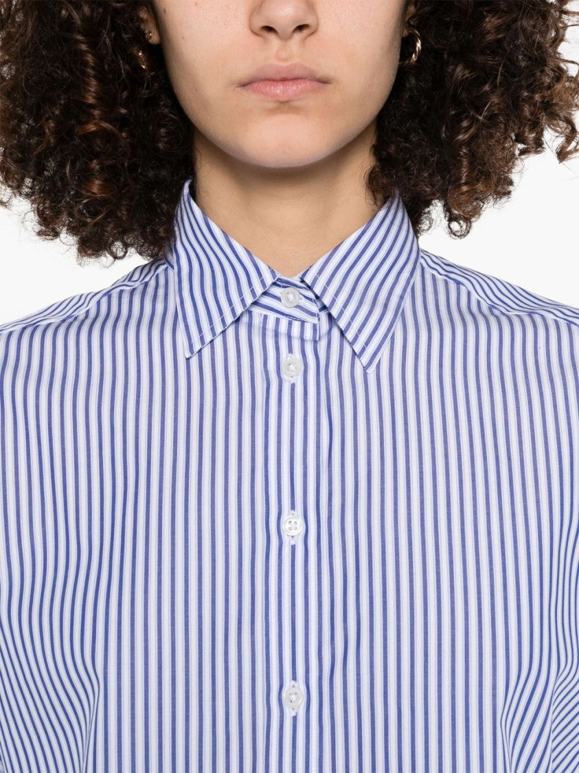 Fay Blue Shirt With Subtle Striped Pattern