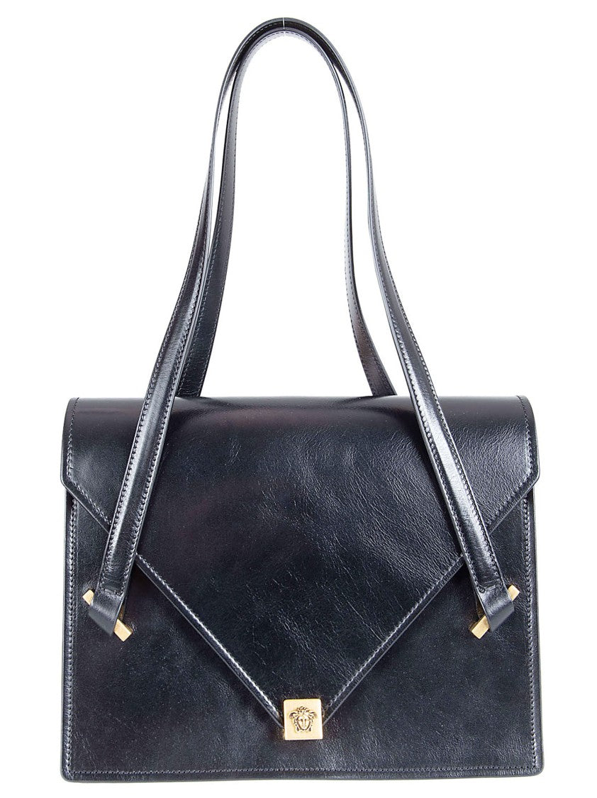 Versace Medium Structured Calf Leather Shoulder Bag With Medusa Emblem