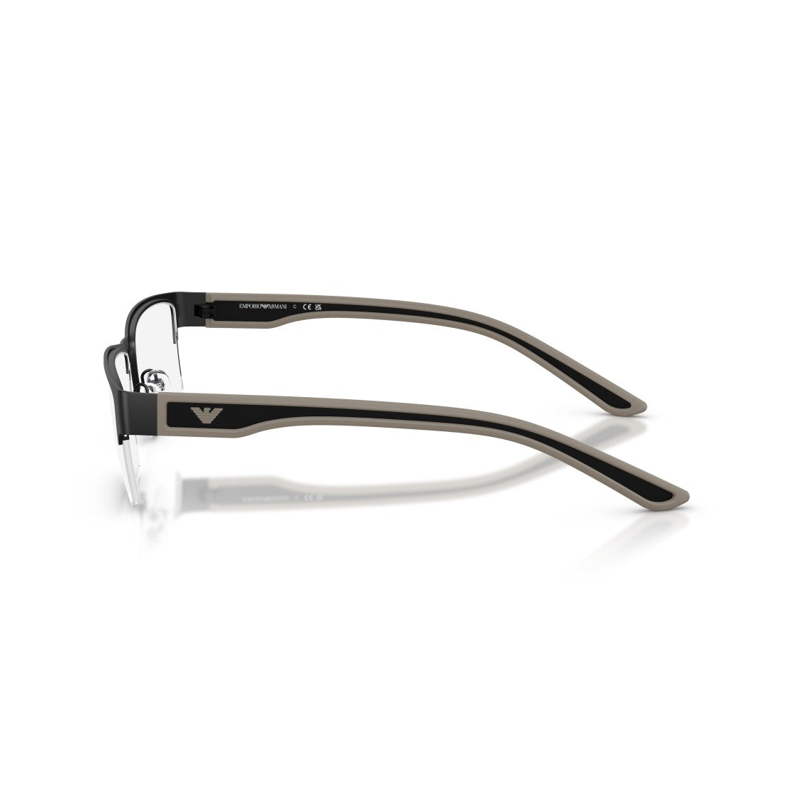 Emporio Armani 0Ea1182 Semi-Rimless Rectangular Eyeglasses With Black Frame