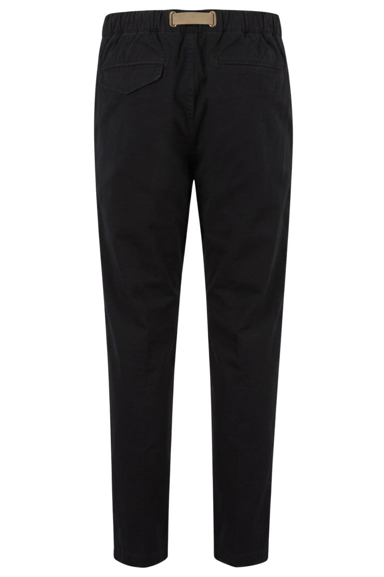 White Sand Black Straight-Leg Stretch Cotton Gabardine Pants
