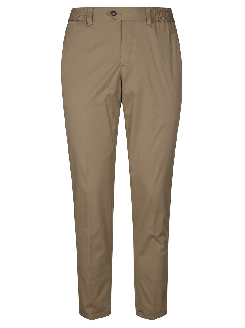 Pt01 Tailored Neutrals Pants With Elastic Waistband And Functional Pockets