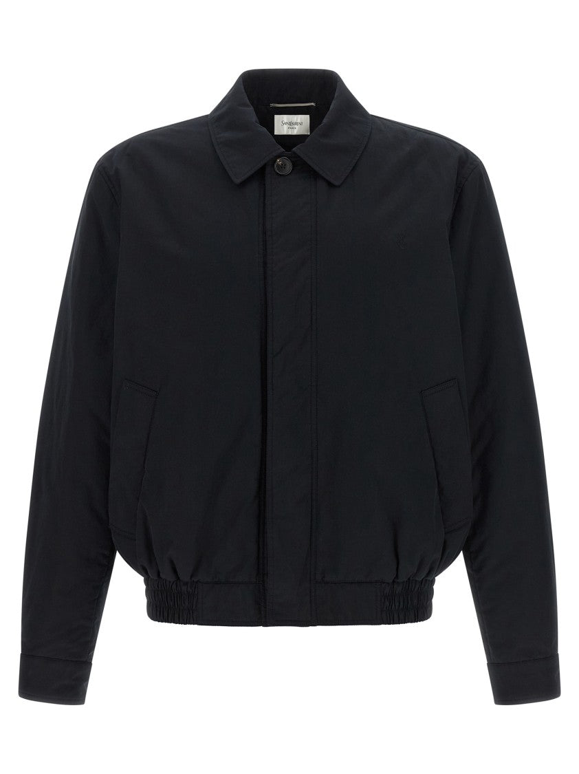 Saint Laurent 'Cassandre' Cotton Silk Logo Jacket