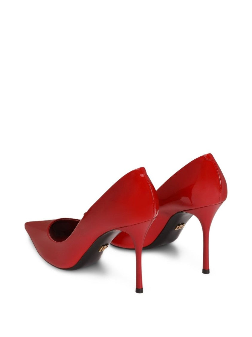 Dolce & Gabbana Red Cardinal Patent Leather Metal Logo Pumps